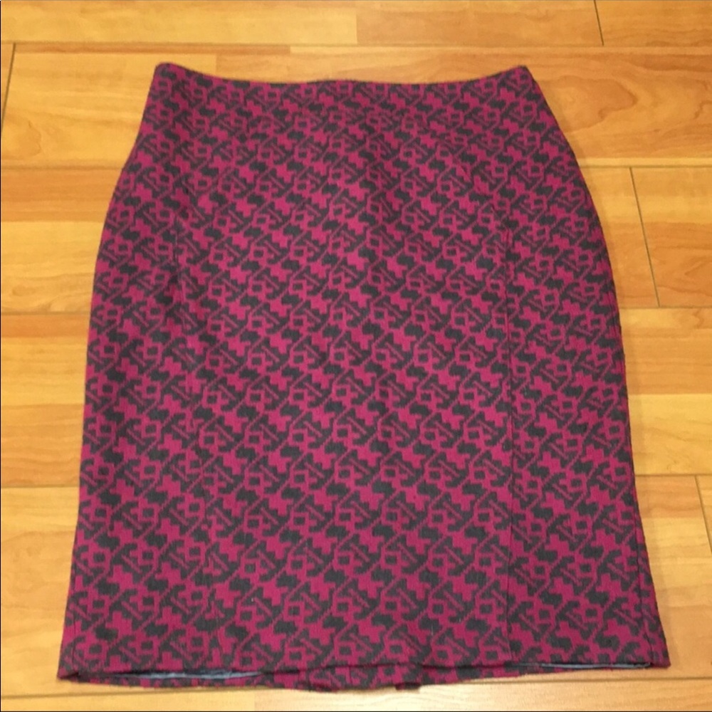 Anthropologie Eva Franco Pink/Gray Wool Skirt sz 8